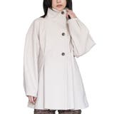 アイボリー | ウェスト絞りフェイクウールコート フレアシルエット スタンドカラー | mili an deni
