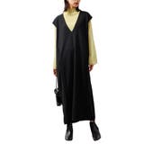 ブラック | カットジョーゼット Vネックワンピース ゆったり | mili an deni
