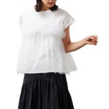 オフホワイト | レディース Tシャツ チュールビスチェフレンチスリーブTシャツ | mili an deni