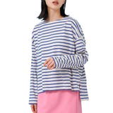 エクリュ×ブルー | ドロップショルダーロンTシャツ Tシャツ サイドスリット | mili an deni