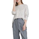 エクリュ×ラベンダー | ドロップショルダーロンTシャツ Tシャツ サイドスリット | mili an deni