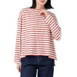 エクリュ×レッド | ドロップショルダーロンTシャツ Tシャツ サイドスリット | mili an deni