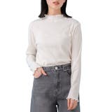 オフホワイト | 襟シャーリングメロートップス ロンＴ ハイネック | mili an deni