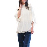 オフホワイト | バルーン袖リュクスブラウス スタンドカラー ハイネック | mili an deni