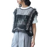 ブラック | チュールフリルトップス ベスト 肩フリル | mili an deni