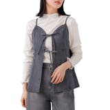 ブラック | デニム リボンオープンキャミソール キャミ | mili an deni