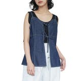 インディゴ | デニム リボンオープンキャミソール キャミ | mili an deni