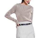 ベージュ | ツートーン指穴トップス ブラウス ストライプ | mili an deni