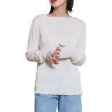 ホワイト | ツートーン指穴トップス ブラウス ストライプ | mili an deni