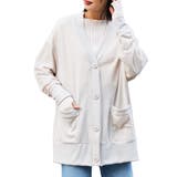 グレージュ | ストレッチ起毛ビッグカーディガン ニット Vネック | mili an deni