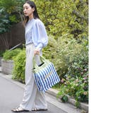 スクウェア刺繍ロゴビニールトート トートバッグ マルチストライプハンドル | mili an deni | 詳細画像7 