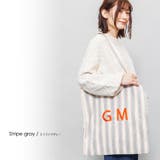 ストライプグレー | 起毛刺繍ロゴトートバッグ 鞄 小物 | mili an deni
