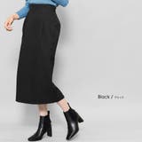ブラック | エンボス加工ダイヤ柄タイトスカート バックスリット ミモレ丈 | mili an deni