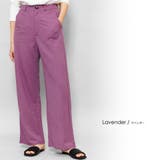 ラベンダー | 麻風ハイウエストパンツ ブーツカット ロング丈 | mili an deni