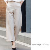 サンドベージュ | 麻風ハイウエストパンツ ブーツカット ロング丈 | mili an deni