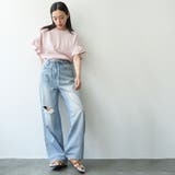 ダメージセミワイドデニムパンツ ロング丈 ボトムス | mili an deni | 詳細画像10