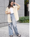 ダメージセミワイドデニムパンツ ロング丈 ボトムス | mili an deni | 詳細画像12