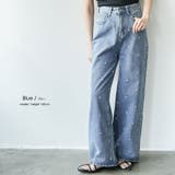 ハート刺繍デニムパンツ ロング丈 ボトムス | mili an deni | 詳細画像6