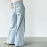花刺繍デニムパンツ ロング丈 ボトムス | mili an deni | 詳細画像8