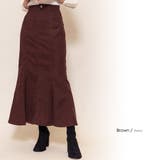 ブラウン | 起毛ツイルレースアップスカート マーメイドスカート ロング丈 | mili an deni