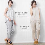 ストライプオフホワイト | 綿麻 セットアップ ノースリーブ | mili an deni