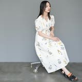花柄カシュクールワンピース パフスリーブ フレア | mili an deni | 詳細画像7 