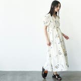 花柄カシュクールワンピース パフスリーブ フレア | mili an deni | 詳細画像12 