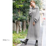 グレー | セーラーカラージップニットワンピース 畔編み ボリューム袖 | mili an deni
