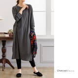 チャコール | シアバター加工裏微起毛サイドスリットワンピース ドロップショルダー 暖かい | mili an deni