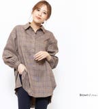 ブラウン | チェックバックタックシャツ サイドスリット グレンチェック | mili an deni