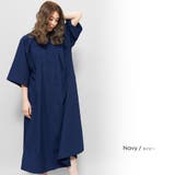 ネイビー | リボンタックシャツワンピース フレア 5分袖 | mili an deni