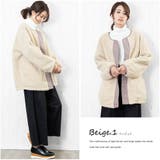 ベージュ1 | ボアブルゾン リバーシブル ノーカラー | mili an deni