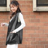 セミロングエコレザーベスト ノースリーブ 黒 | mili an deni | 詳細画像11 