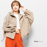 ベージュ | 袖バルーンマウンテンパーカー ドロップショルダー 長袖 | mili an deni