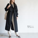 ブラック | スタンドカラースプリングコート ナイロン ロング丈 | mili an deni
