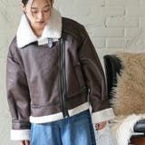 ムートンダブルジャケット フェイクムートンジャケット フェイクレザー | mili an deni | 詳細画像10 