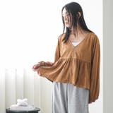 スウェードフロントジップペプラムブラウス Vネック ノーカラージップアップ | mili an deni | 詳細画像12 