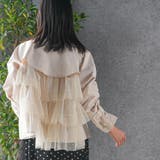 バックチュールショートトレンチコート 3段チュール ノッチドラペル | mili an deni | 詳細画像7
