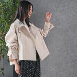 バックチュールショートトレンチコート 3段チュール ノッチドラペル | mili an deni | 詳細画像8