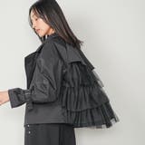 バックチュールショートトレンチコート 3段チュール ノッチドラペル | mili an deni | 詳細画像18