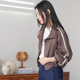 サイドラインフェイクスウェードトラックジャケット ジップアップ ボリューム袖 | mili an deni | 詳細画像8 