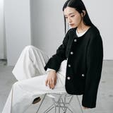 ミックスツィードノーカラージャケット ノーカラー 柄入り | mili an deni | 詳細画像8 