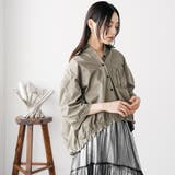 裾ギャザーミリタリーシャツ ブルゾン ライトアウター | mili an deni | 詳細画像13 