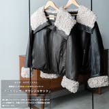 襟ファーフェイクレザーダウンジャケット 合成皮革 袖ファー | mili an deni | 詳細画像2 