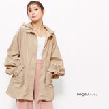 ベージュ | フード取り外しモッズコート ビッグシルエット ドロップショルダー | mili an deni