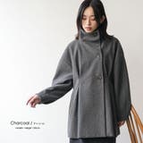 ウェスト絞りフェイクウールコート フレアシルエット スタンドカラー | mili an deni | 詳細画像10