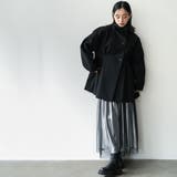 ウェスト絞りフェイクウールコート フレアシルエット スタンドカラー | mili an deni | 詳細画像16