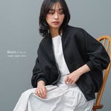 ブラック | オーバーサイズブルゾン ジップアップ ゆったり | mili an deni