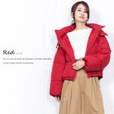 レッド | フードファイバーダウン コート ボリューム袖 | mili an deni