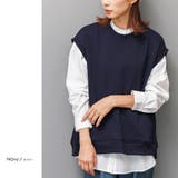 ネイビー | 裏毛ポケット付ベスト バックスリット クルーネック | mili an deni